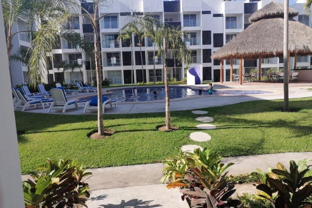 Casa Azul Las Ceibas Manzanillo depto frente a la alberca Exterior foto